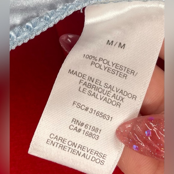 Icy Blue Lacey Satin Midi Length Slip Nightgown With Sheer Lace Panels - Picture 11 of 11